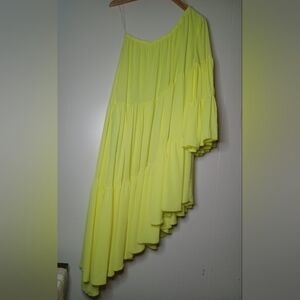 Elegant Long Green One Shoulder Evening Dresses With Slit A-Line Brazilian Chiff